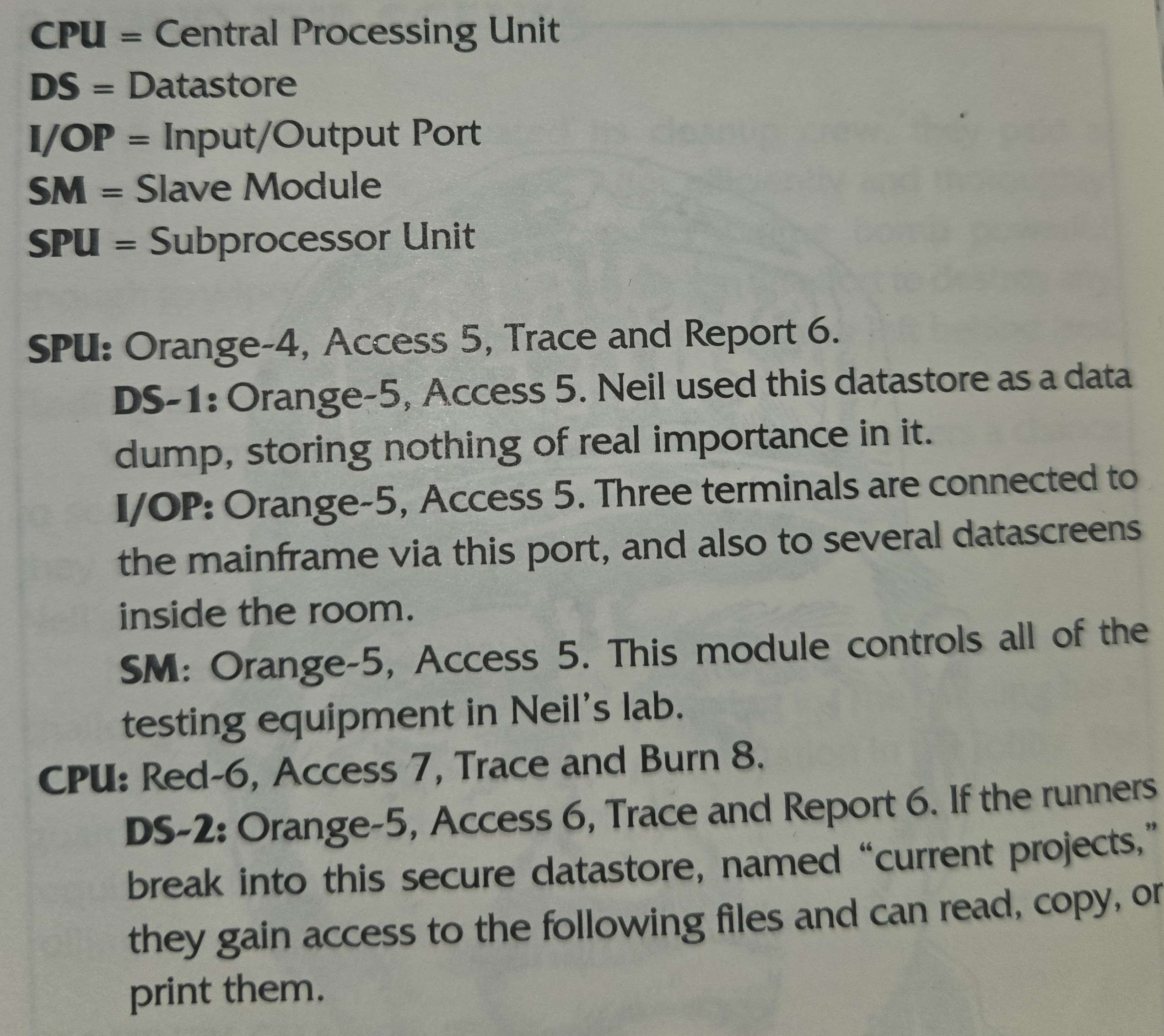 Description of each individual Matrix Node